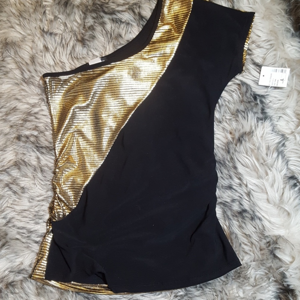 NWT Cantata Gold Shimmer Top- Size L
